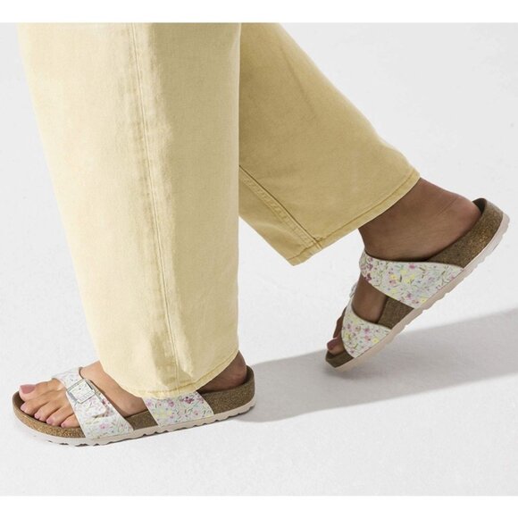 BIRKENSTOCK Sydney Birko-Flor Sandal in White/Watercolour Flower (Size US 8-8.5) - Picture 1 of 13